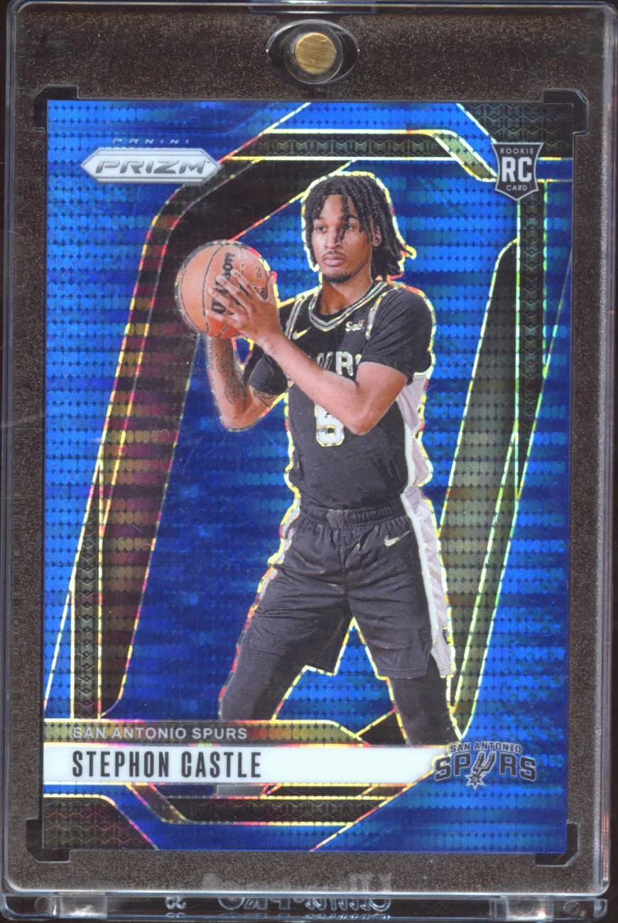 Stephon Castle 2024-25 Prizm Blue Seismic Rookie RC 24/99 San Antonio Spurs