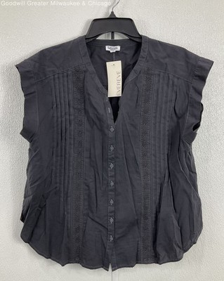 NWT Splendid Women's Size M Dark Gray Sleeveless Blouse