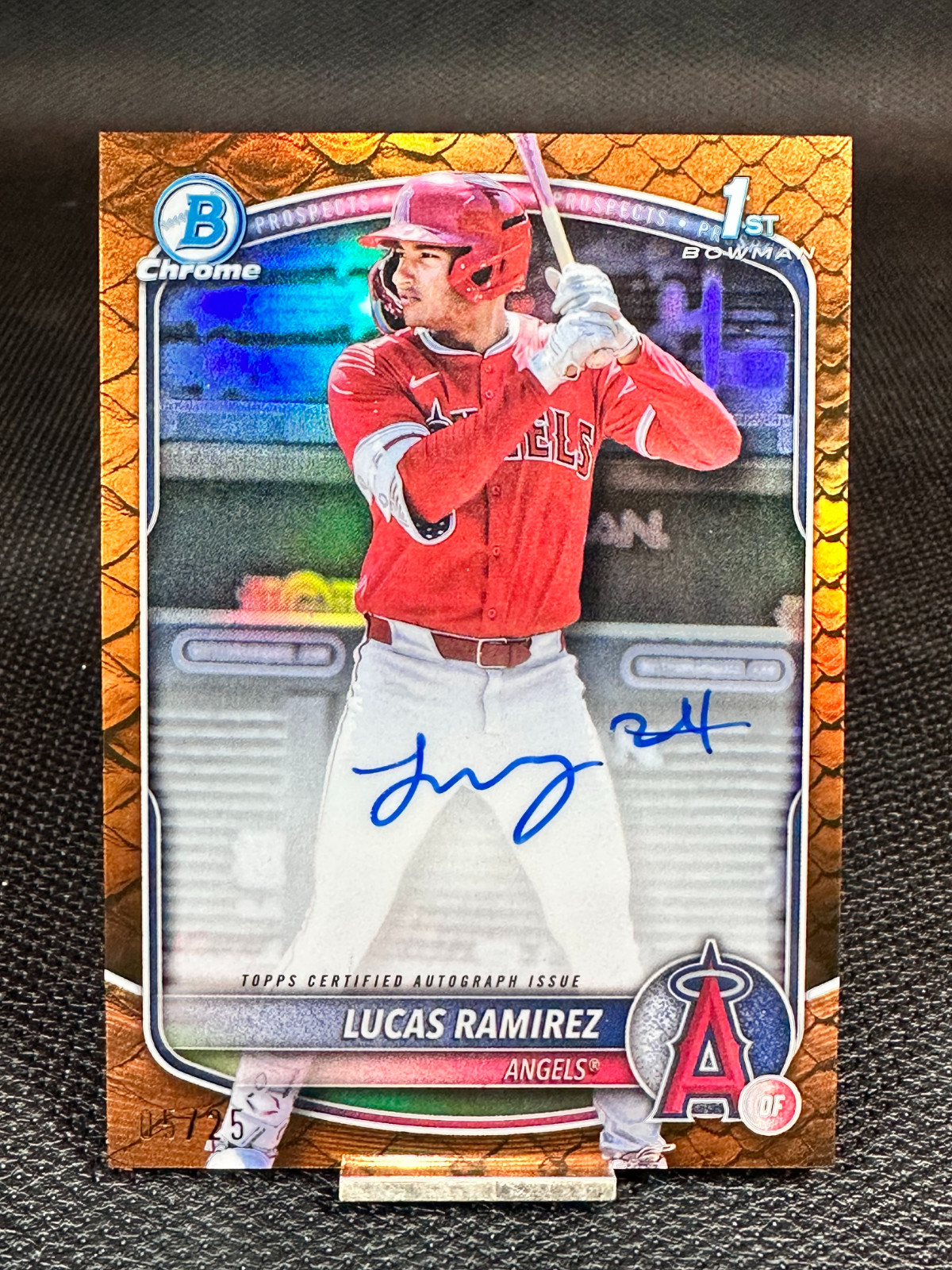 2025 Bowman Chrome 1st Prospect  LUCAS RAMIREZ  Orange Reptilian Auto /25