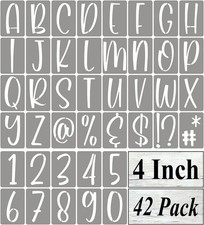 4 Inch Alphabet Letter Stencils for Painting - 42 Pack Letter and Number Stencil