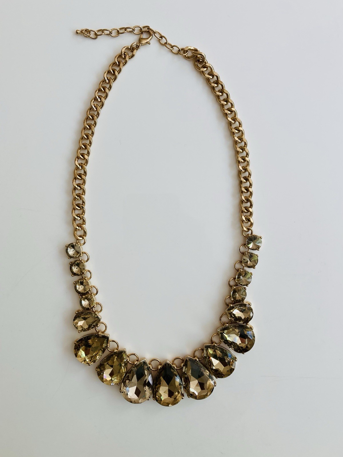 Skyline Collection gold tone champagne glass crystal statement bib necklace