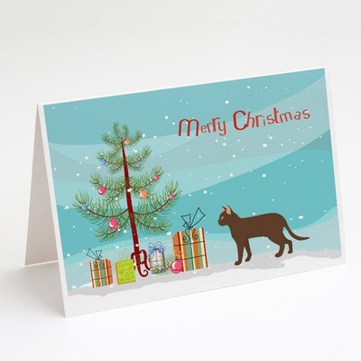 Caroline's Treasures Suphalak Cat Merry Christmas Greeting Cards Pack of 8
