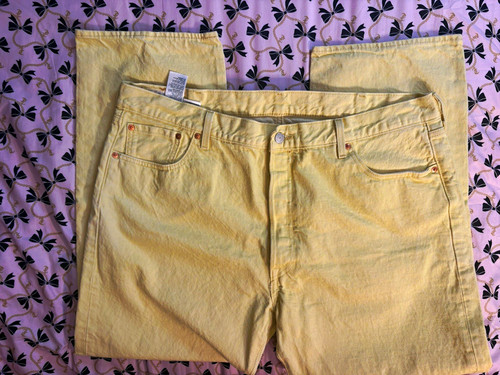 Levi's Premium Men's Butter Yellow Denim Jeans Straight Regular