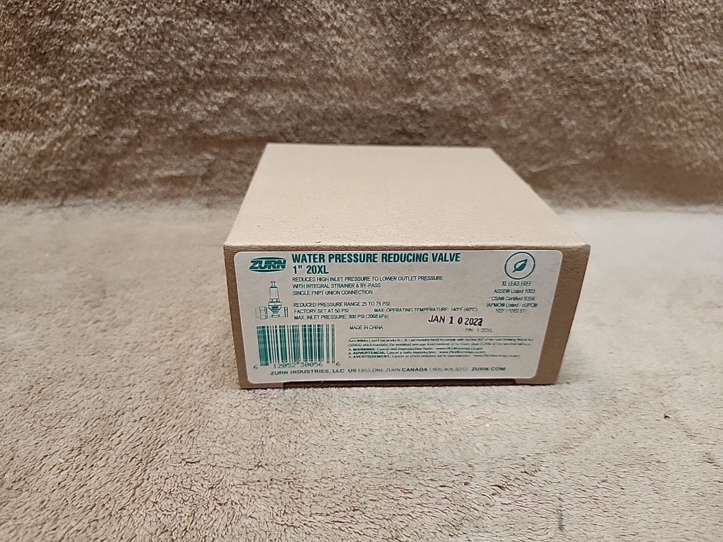 Zurn 1" 20XL Pressure Reducing Valve With Integral By-Pass