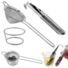 8.5cm Conical Fine Mesh Cocktail Strainer with Tea Infuser Sieve Holder