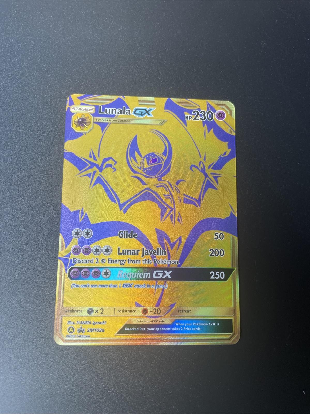 Pokemon TCG Lunala GX Sm103a Promo NM GOLD
