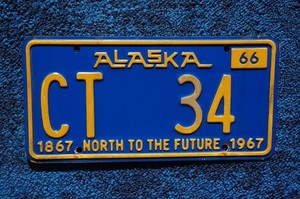 1966 Alaska License Plate Low # CT  34