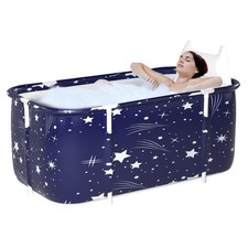 Faltbare Badewanne Erwachsene Wasserfass 132x68x47cm tragbar, blau