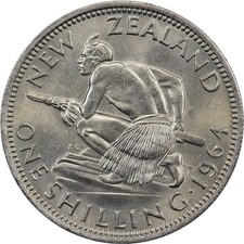 New Zealand - 1 Shilling - 1964 - Unc - Maori warrior