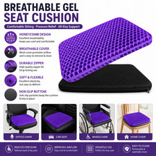 Breathable Gel Seat Cushion Honeycomb TPR Non Slip Office Car Chair Pad Cover