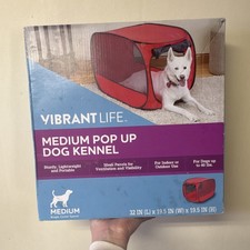 Vibrant Life Medium Pop Up Dog Kennel 32in Fabric Mesh for Medium Dogs