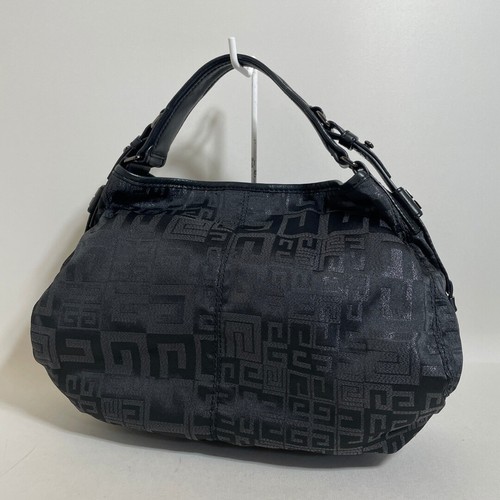 GIVENCHY Shoulder Bag Nylon Leather Black 4G Logo Pattern Medium Japan