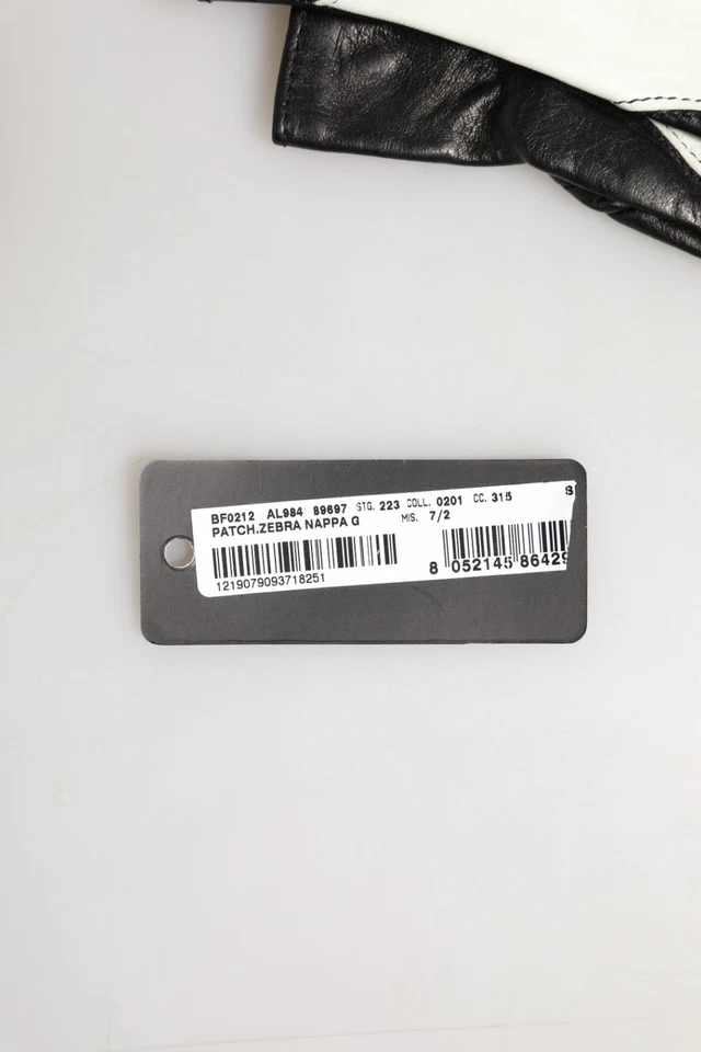 Guantes Dolce & Gabbana Cuero Negro Blanco Sin Dedos Longitud de Muñeca 7.5/M 1130usd Foto 2 de 4