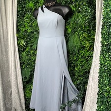 DB Studio Celebrate Dress Size 12 Blue One Shoulder Formal Gown Wedding 3030