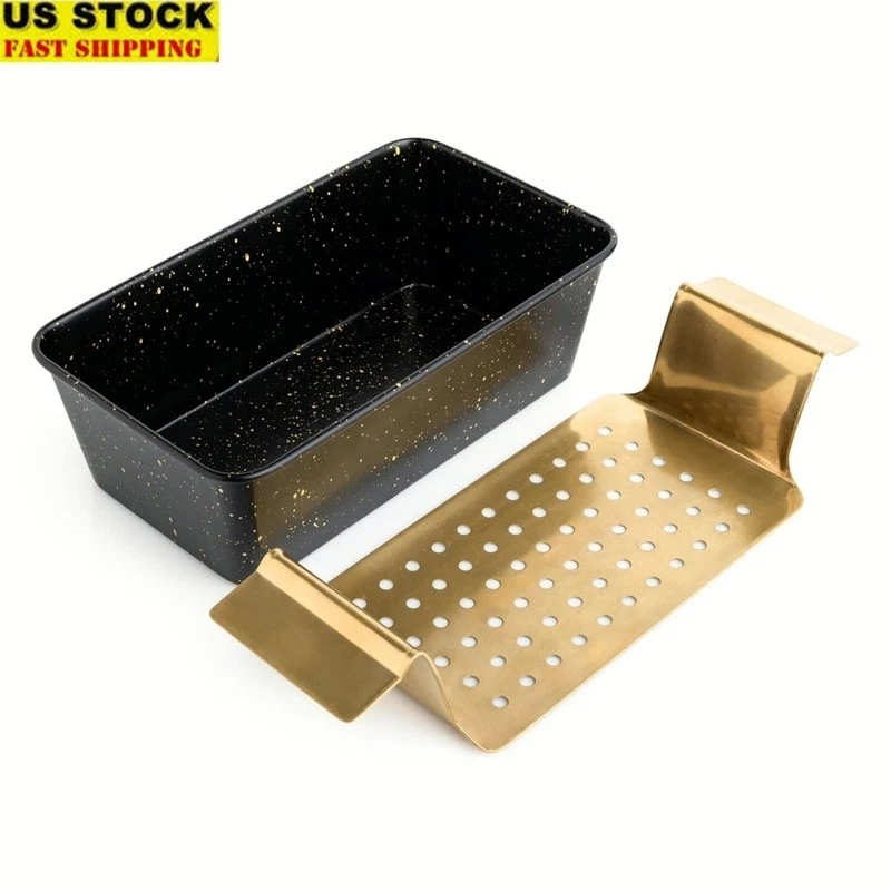 Non-Stick Loaf Pan W/ Gold Stainless Steel Trivet Baking Serving Durable Kitchen