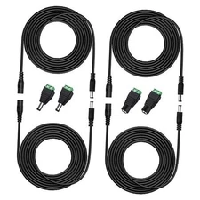 4PCS 10FT(3m) 12V DC Power Extension Cable with Power Jack Adapter 4PCS-10FT/3M