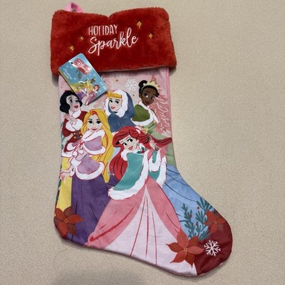 New! Ruz Disney Princess Holiday Sparkle Embroidered Plush Christmas Stocking