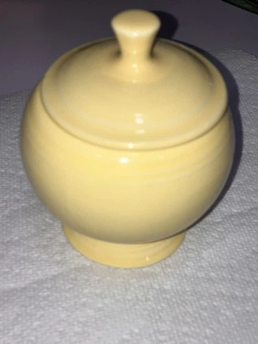 VTG Covered Sugar Bowl Fiesta Ware w Lid Yellow Cream MINT