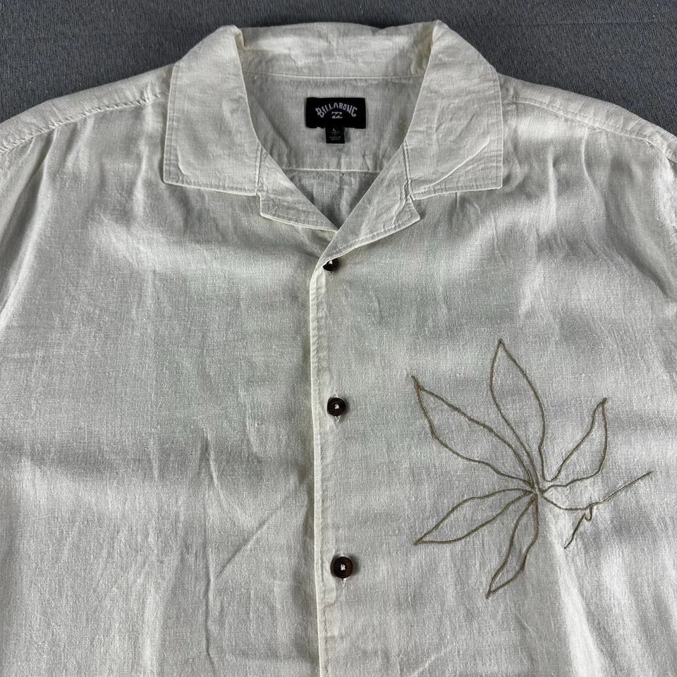 Гавайская рубашка Billabong мужская большая на пуговицах пальмовые листья цветочный тропический новая - Изображение 3 из 4