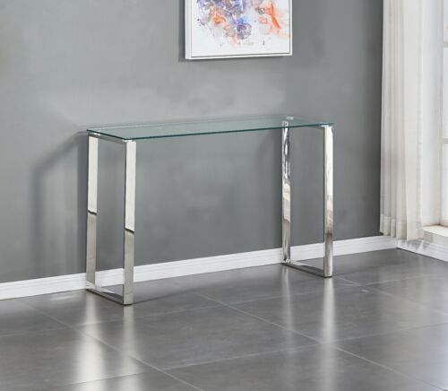 Tempered Glass Console Table Stainless, Stainless Steel Glass Console Table