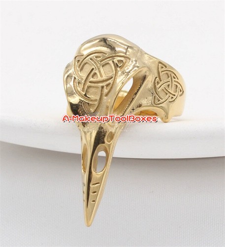 Men‘s Stainless Steel Nordic Viking Raven Skull Vegvisir Ring 7-13# J575 - Picture 6 of 10
