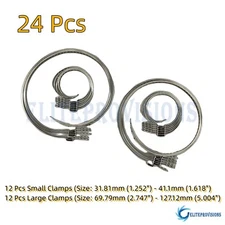 24 Pcs Universal Adjustable Axle CV Joint Boot Crimp Clamps Small  Large Kits