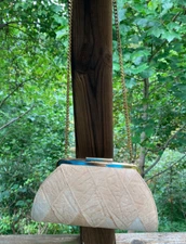 Crossbody Genuine Buffalo Leather Beige Patch Purse Clutch Chain Strap Bushman