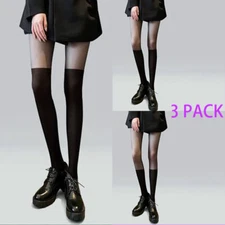 3x Faux Thigh High Tights Suspender Pantyhose Mock Over the Knee Socks Goth Stoc