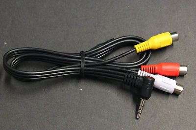 2.5FT 3.5MM EAR JACK Composite AV 3-RCA AUDIO/VIDEO CABLE FEMALE RED YELLOW WH