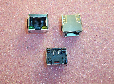QTY (15) RJHSE3381 AMPHENOL RJ-45 CAT5 8P8C MODULAR JACKS GREEN-YELLOW LEDS ROHS