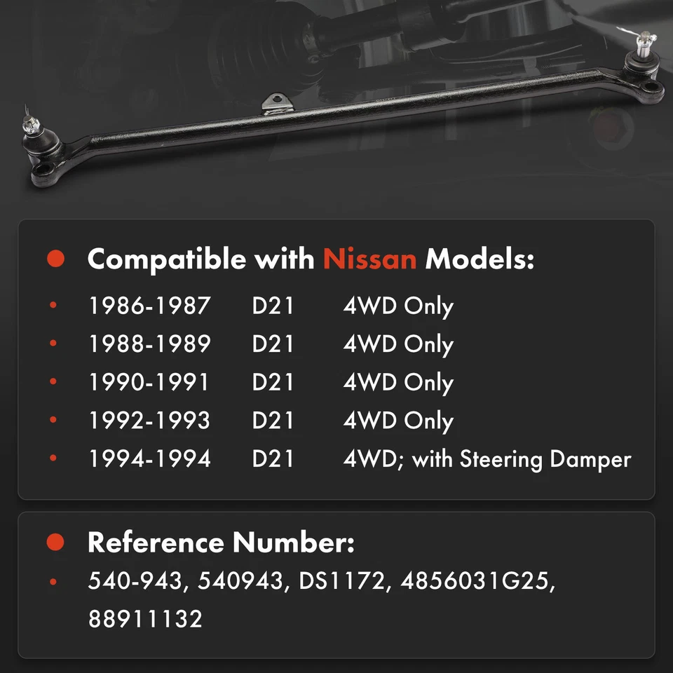 Eslabón de arrastre de dirección central de acero para Nissan D21 1986-1994 4x4 tracción en las cuatro ruedas Foto 2 de 4