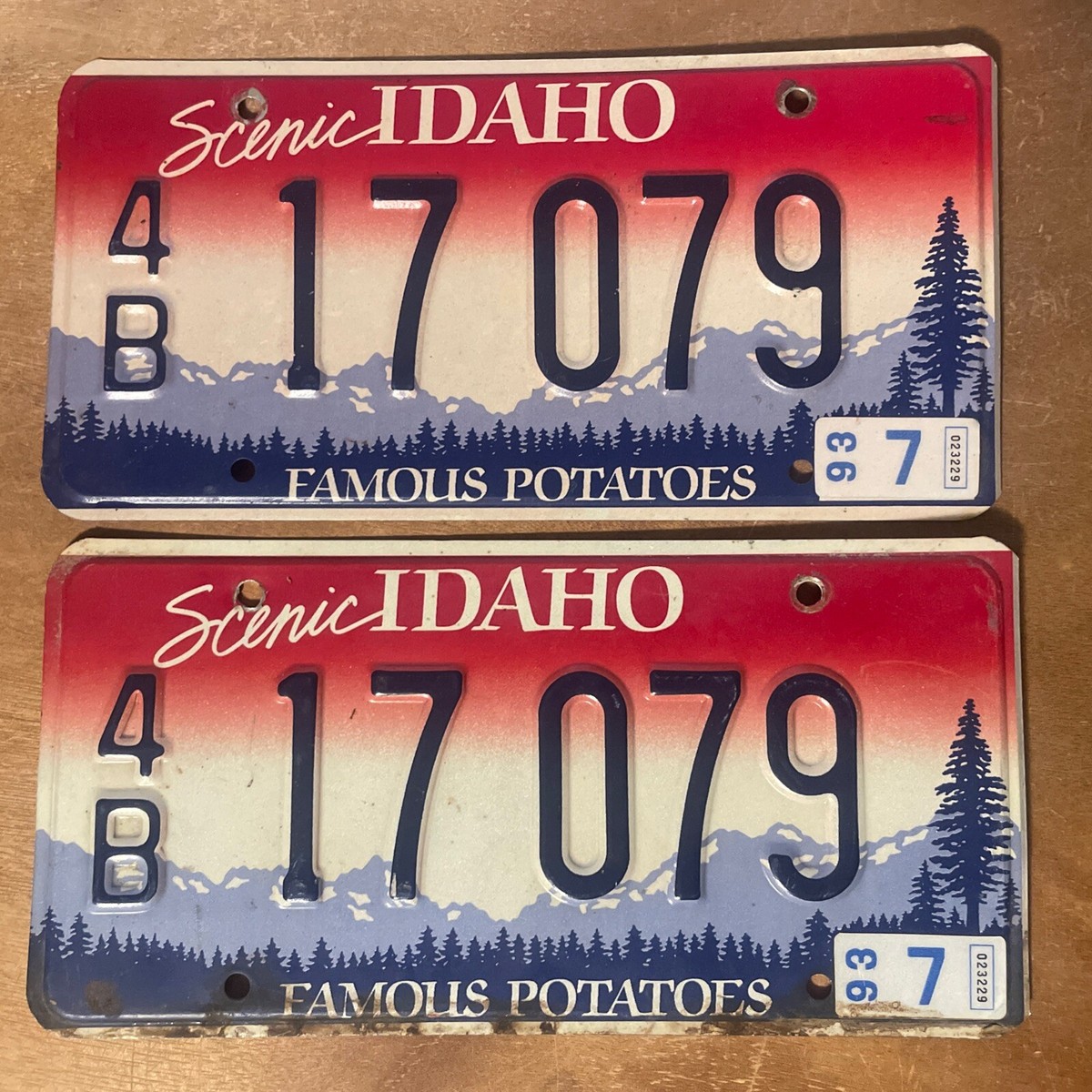 1993 Idaho License Plate Pair # 4B 17 079 | eBay