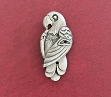 Vintage Estate 1980's TORINO Pewter Parrot Bird Brooch Pin