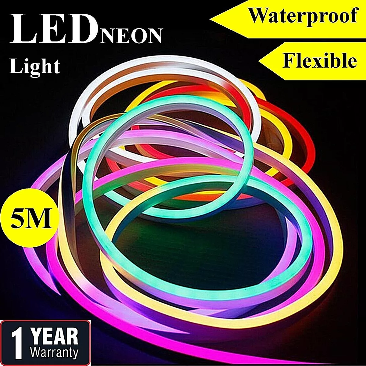 5M Led Neon Flex lights 12V 2835 Led Waterproof light strip flexible sign  IP67 eBay