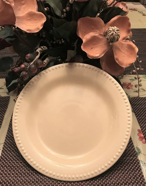 Pottery Barn Emma Beaded Dinner Plates Set of 6Made In Portugal eBay