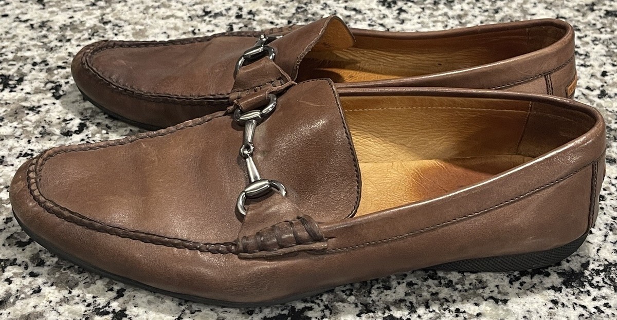 PETER MILLAR 'Leather Bit Loafers' Mens Brown Slip-On Driving