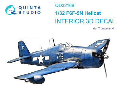 Quinta Studio 1/32 F6F-5N Hellcat 3D-gedruckter & farbiger Innenraum...