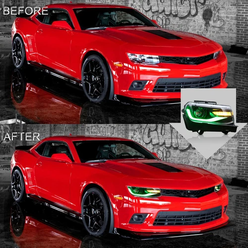 RGB LED Headlights For 2014-15 Chevrolet Camaro Sequential Dual Beam Front Lamps - Bild 9 von 12