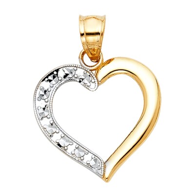 14K Two Tone Gold Heart Pendant