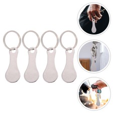 4Pcs Shopping Cart Coin Keychain Shopping Token Keyring Trolley Token Removers