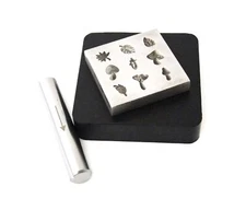 Shot Plate 9 Designs Mushrooms Etc. Impression Die Punch And Rubber Bench Block 