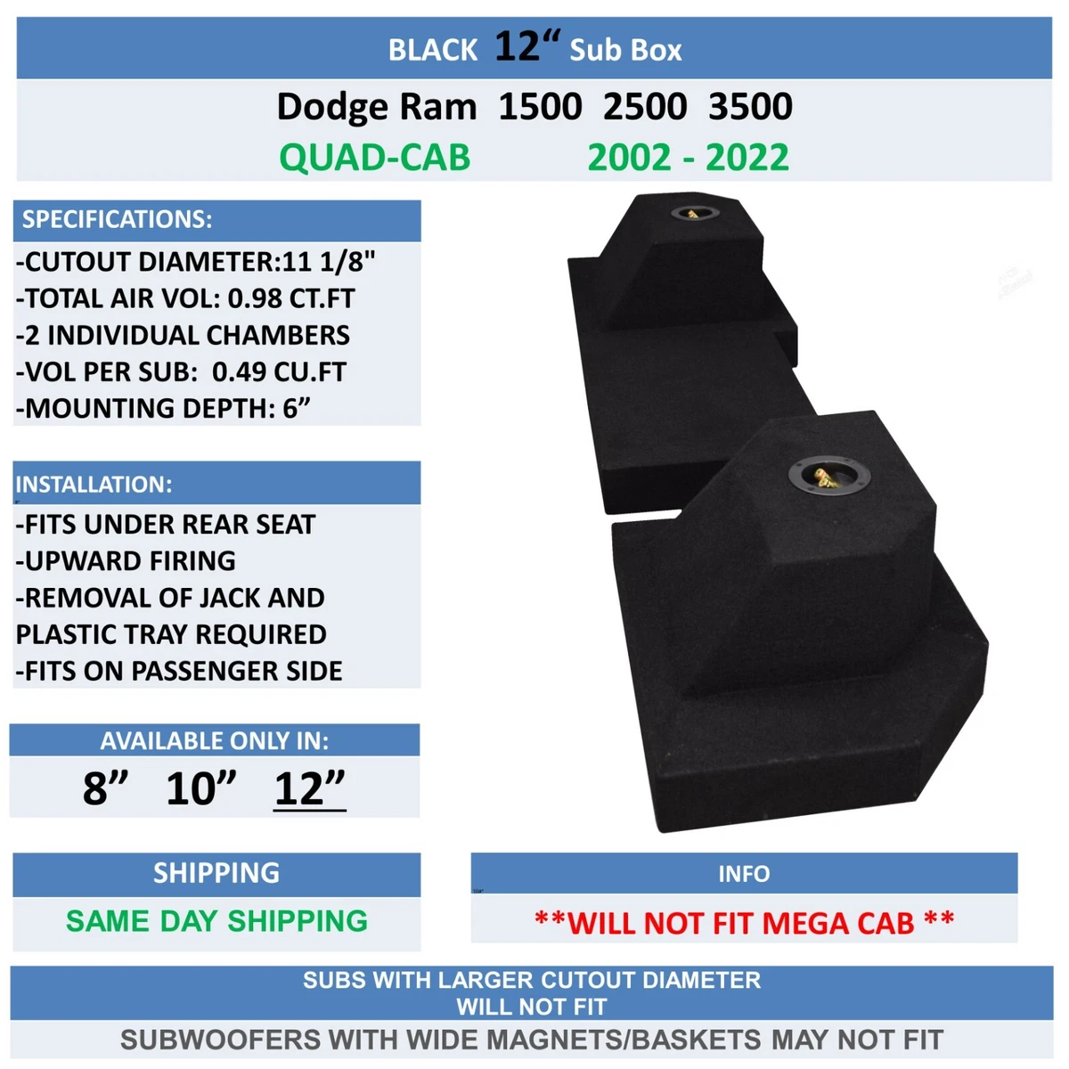 2012 ram best sale 2500 subwoofer box