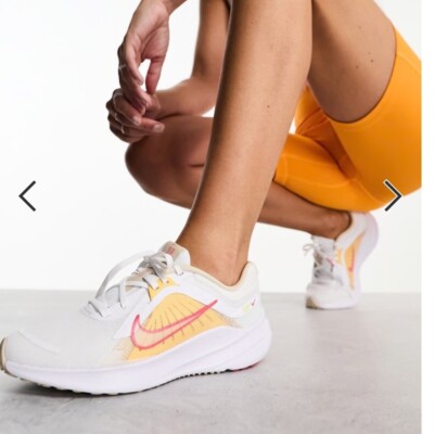 Nike Running Quest 5 trainers in white White and Pink Running Shoes size 8.5