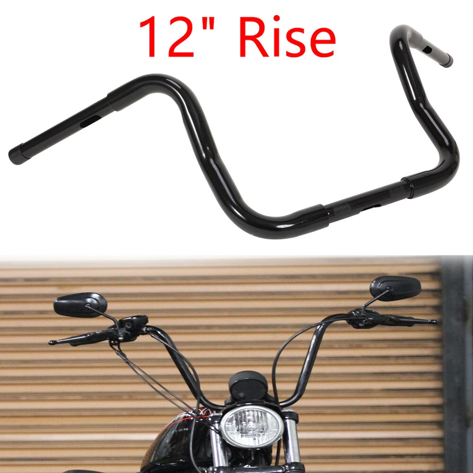 12"Rise Ape Hangers Bars 1-1/4" Handlebars For Harley Softail Fatboy Dyna Custom - Изображение 4 из 4