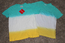 NWT Hanna Andersson 130 Boys Dip Dyed Size 8 Pocket Tees Identical Twins
