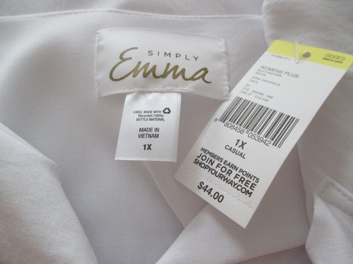 NWT 2X Plus Simply Emma White Long Sleeve Button Down Career Top Blouse XXL New! - Picture 2 of 9