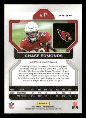 2021 Panini Prizm #77 Chase Edmonds Lazer Arizona Cardinals | eBay