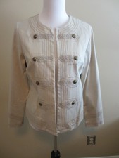 CHICO'S THIN KHAKI EMBROIDERED LONG SLEEVED JACKET BLAZER COAT NWT SIZE 0