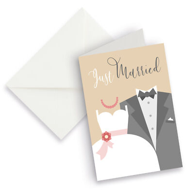 itenga XXL Klappkarte DIN A4 Just Married Brautpaar Hochzeit und XXL Umschlag