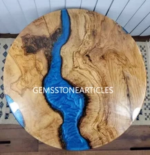 Blue Epoxy Resin Top Handmade Coffee Countertops Table Bedroom Furniture Decors 